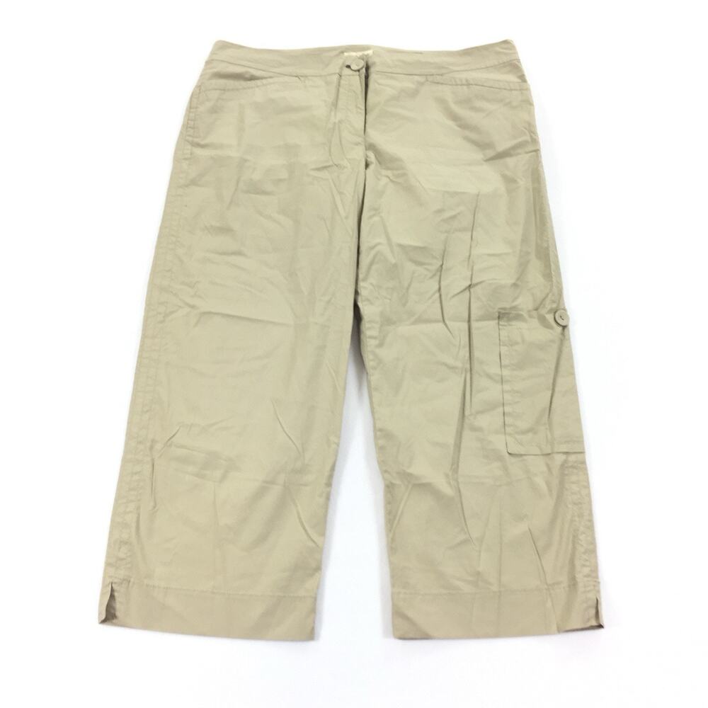 NWT $168 Eileen Fisher Crop Cargo Khaki Pants Suze Large Womens Light Beige L